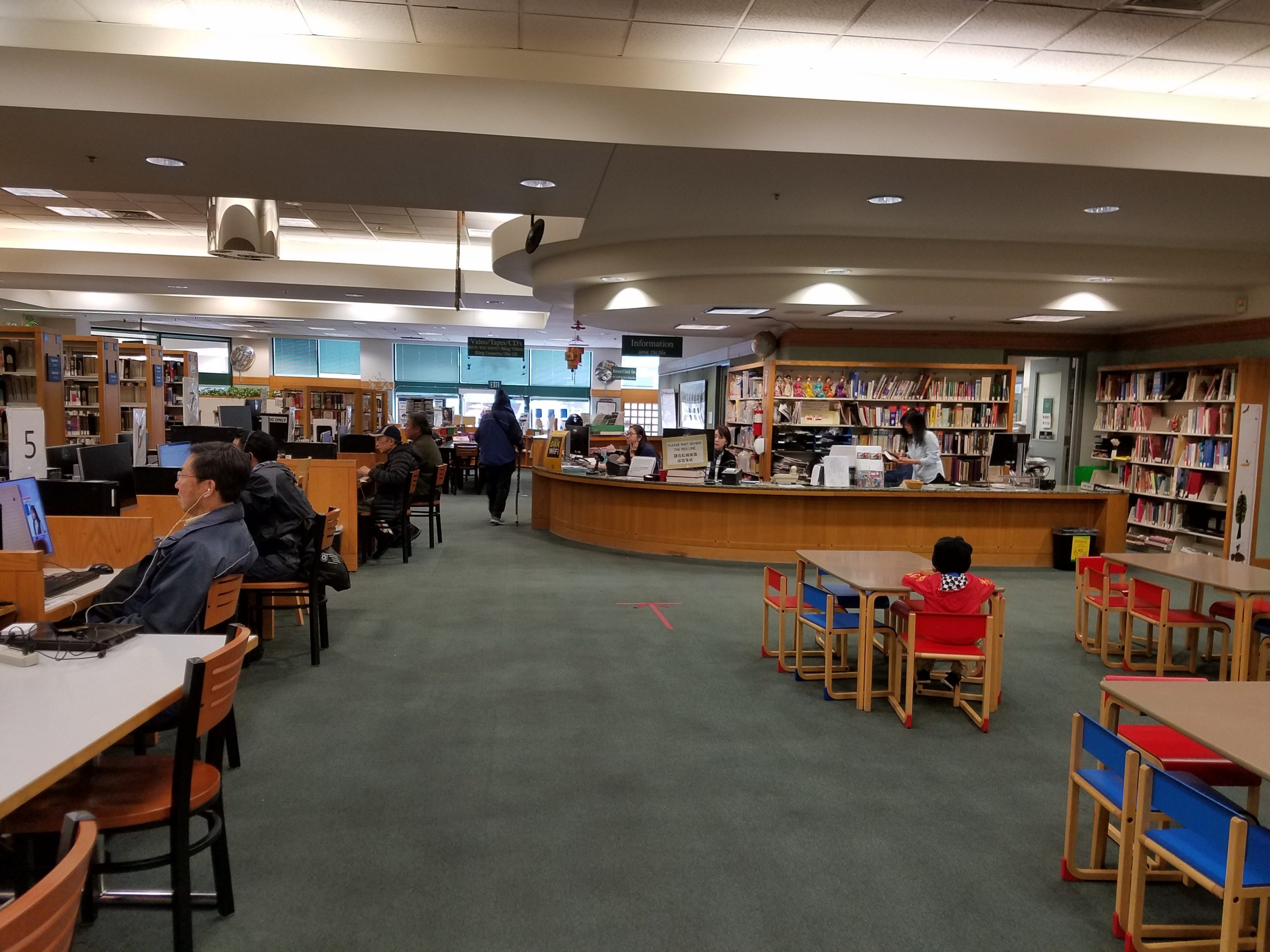 The Asian Branch of the Oakland Public Library with carpet prior to remodeling.